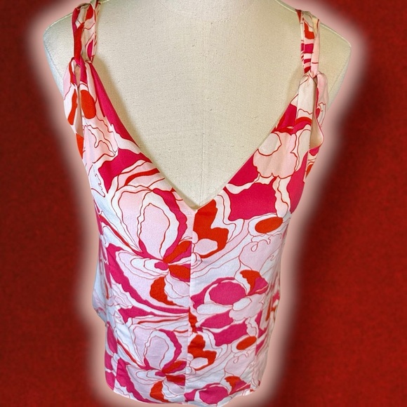 NWOT Equipment Femme ‘Hadley’ Silk Crepe Tank in “Raspberry Sorbet Multi” Sz XXS - Picture 8 of 16